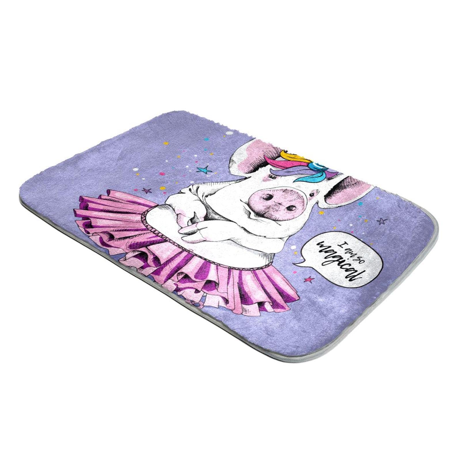 Tapis poils longs fausse fourrure cochon licorne violet pour coin lecture enfant