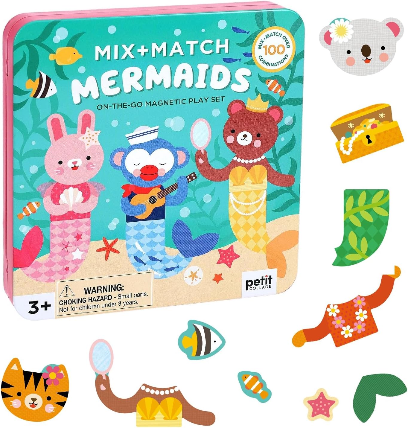 Petit Collage: Mix & Match Animal Mermaids On-The-Go Magnetic Play Set