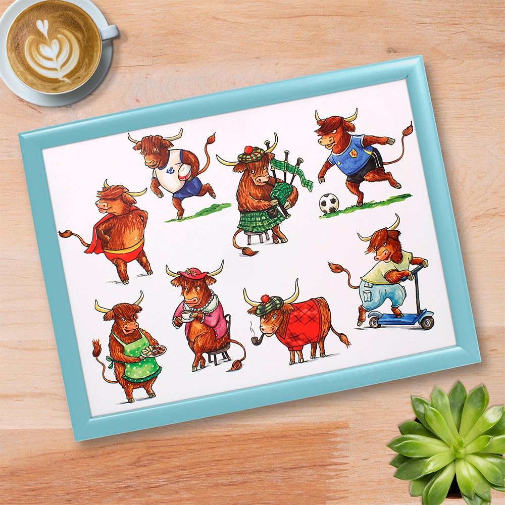 Tamersgifts Sports Highland Cow Lap Tray Cushioned Laptrays Lap Tray Tv Dinner Bean Bag Padded Cushion Gift (Sports Highland Cow Lap Tray)