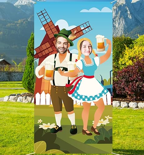 Oktoberfest - Decoración de carteles para puerta, juegos divertidos, suministros para festivales de cerveza bávara