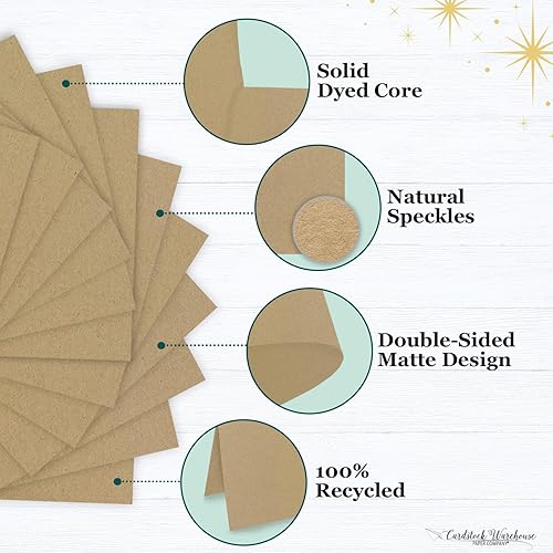 Miniatura 3 de Cardstock Warehouse - Bolsa de papel kraft color marrón, 8.5 x 11 pulgadas, 100 libras, 9.52 ozm, 100% papel de cartulina reciclado, 25 hojas