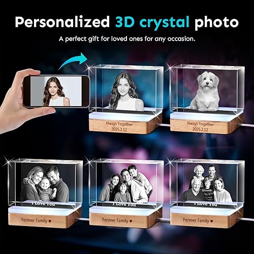 Miniatura 3 de Foto de Cristal 3D Personalizada Imagen 3D en Cristal - Regalo para Mamá Esposa Ella Abuela Él Papá Navidad Año Nuevo Cumpleaños Boda Parejas