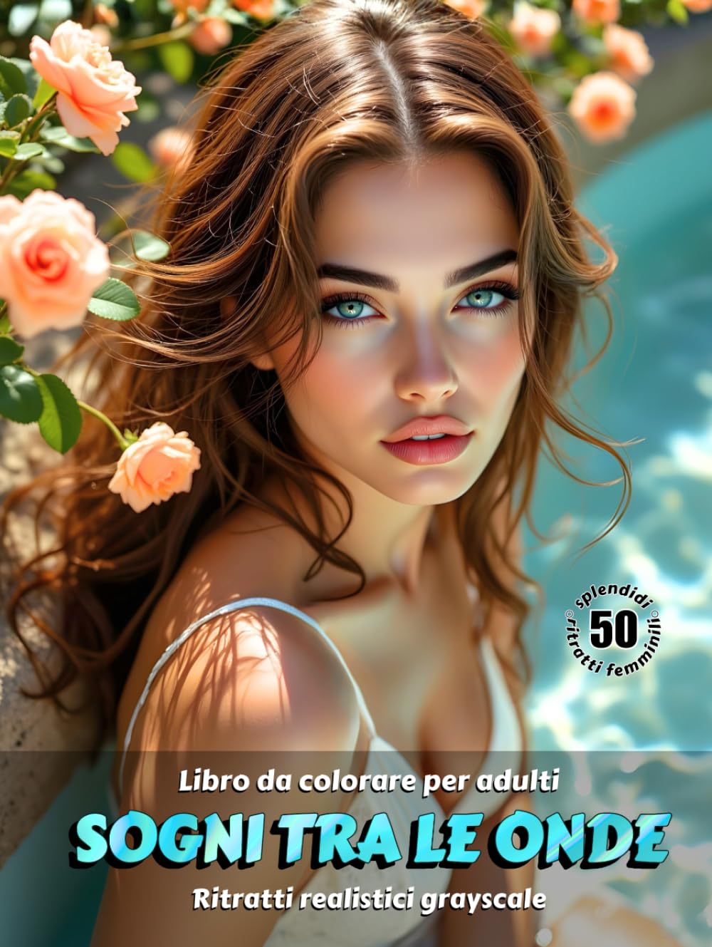 SOGNI TRA LE ONDE – Libro da colorare per Adulti | Ritratti realistici Grayscale (in scala di grigi) | Splendidi ritratti delle donne in acqua da colorare: Edizione italiana (Avventure colorate)