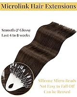 Vista 4 de Hetto Micro Loop - Extensiones de cabello humano real, color marrón claro, microlink para mujer, invisible, natural, grueso, sedoso, suave