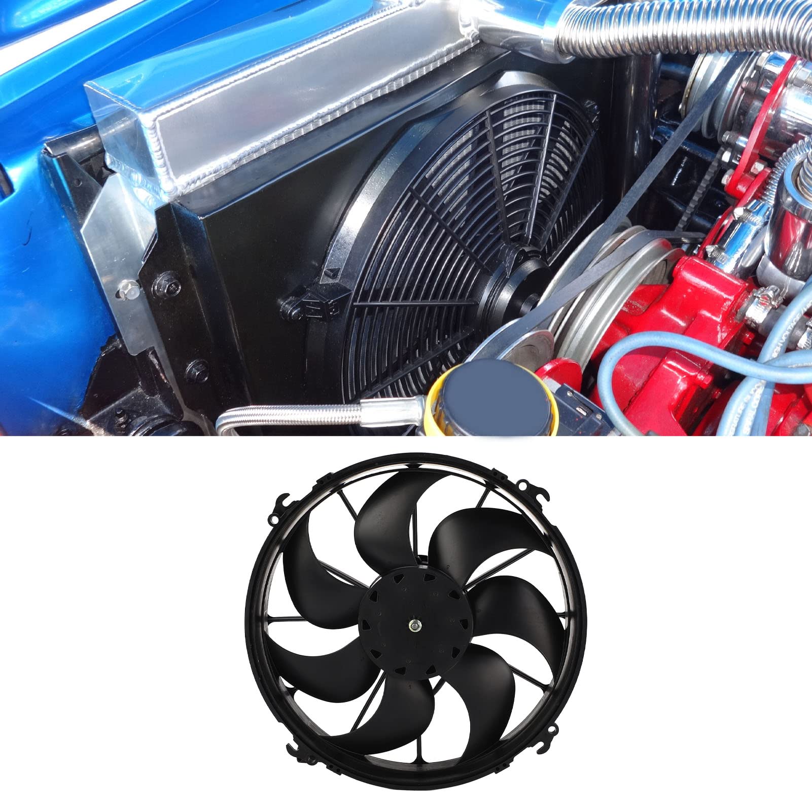 24V Auto Kühlluftgebläse 7 Flügel 160W Leistung Kondensator Lüfter Montage AC Kondensator Elektrischer Lüfter für Busse LKW