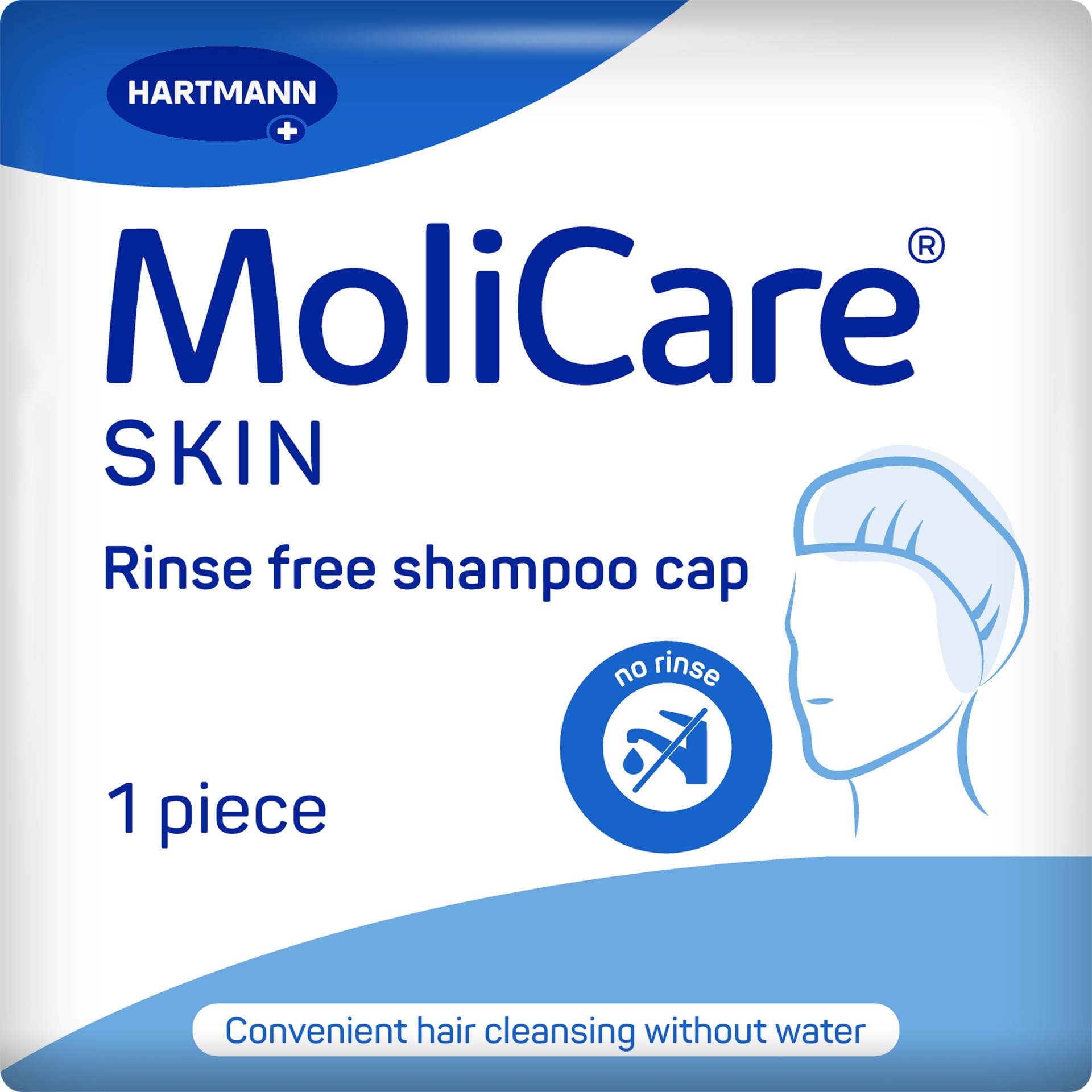 MoliCare Skin Rinse Free Shampoo Cap - Wash and Freshen Hair without Water, Pack of 1