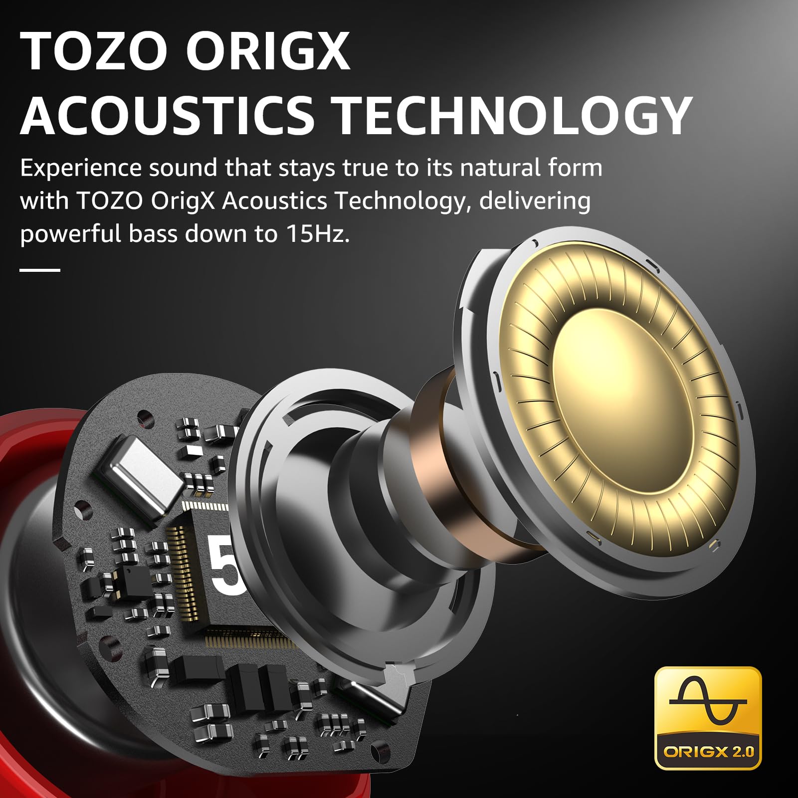 TOZO NC9 Hybrid Active Noise Cancelling Earbuds for Travel Work Calls 45dB ANC Wireless Earbuds - Image 2