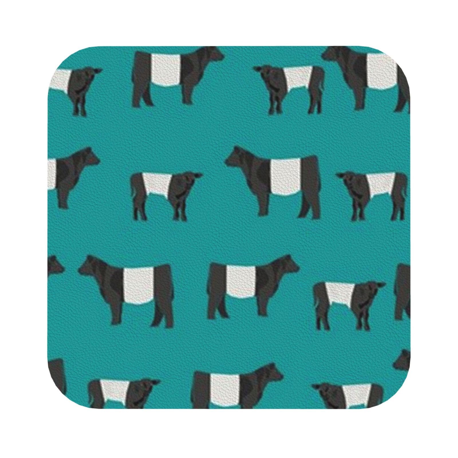 Galloway Cow PU Leather Coasters Set of 6 Square Drink Coasters