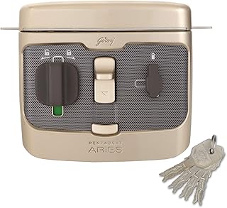 Godrej Rim Lock I Pentabolt Aries 3KS I 5 Bolts I 1CK Deadbolt I for Home Main Door I for Inside Opening Door l Left/Right...