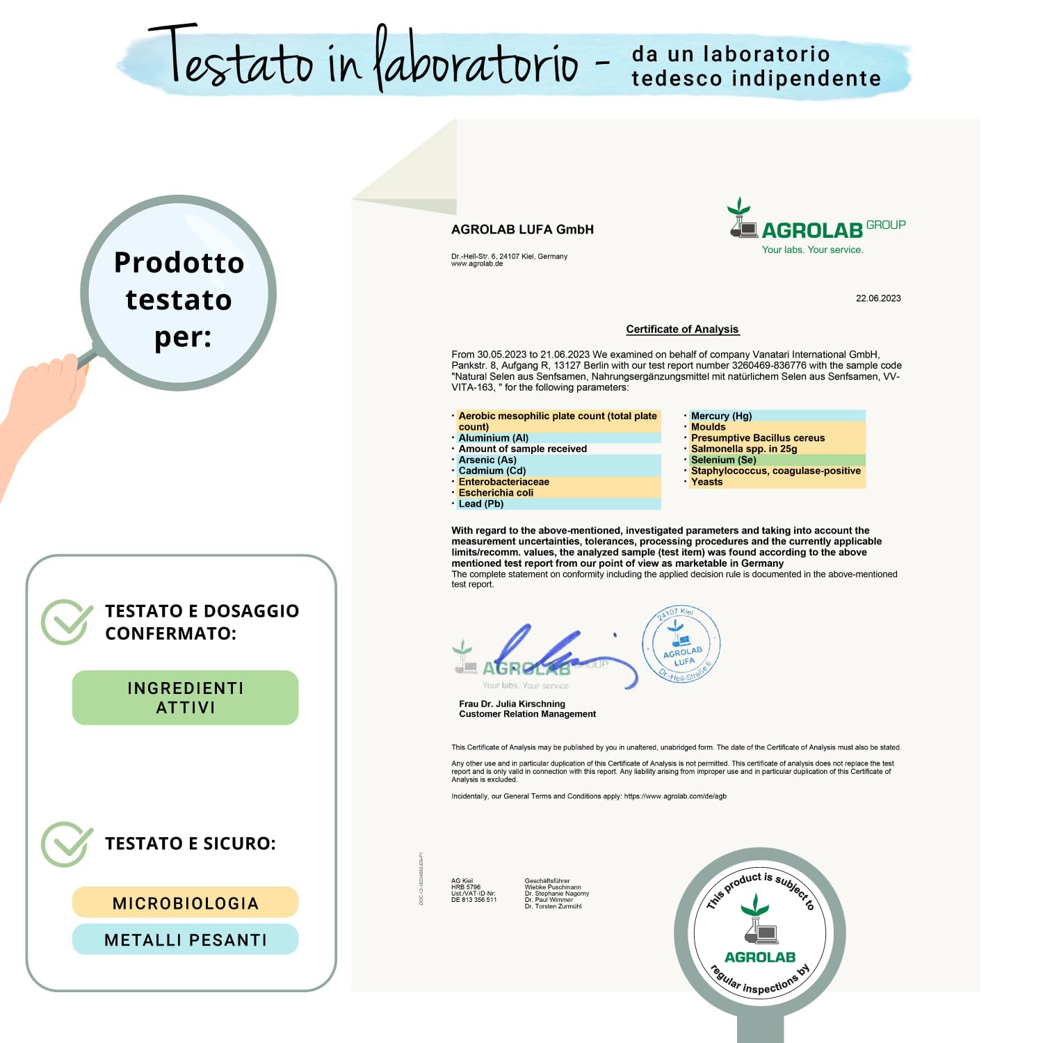Selenio Integratore | 100 mcg | 100% NATURALE | 180 capsule (6 mesi di fornitura) | Certificato in Laboratorio | Vegan e Senza Additivi Artificiali | Vegavero®