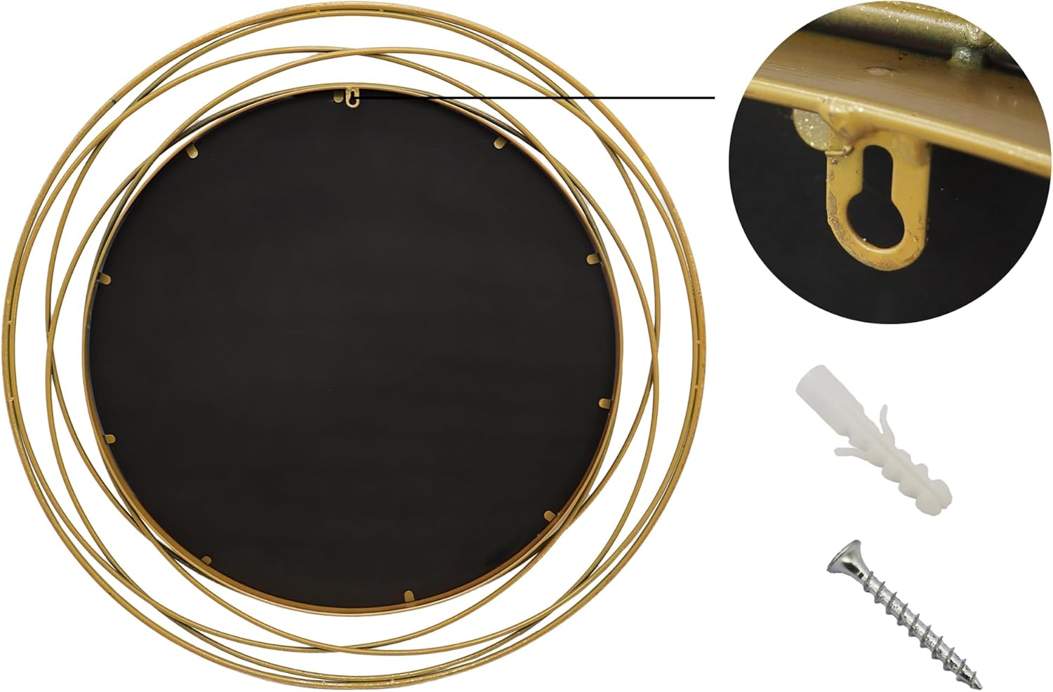 PARISLOFT 35.7'' Gold Circle Mirror with Metal Wire Frame, Large Round Wall Decor Mirror for Living Room,Bedroom, Kitchen, Bathroom, Entryway