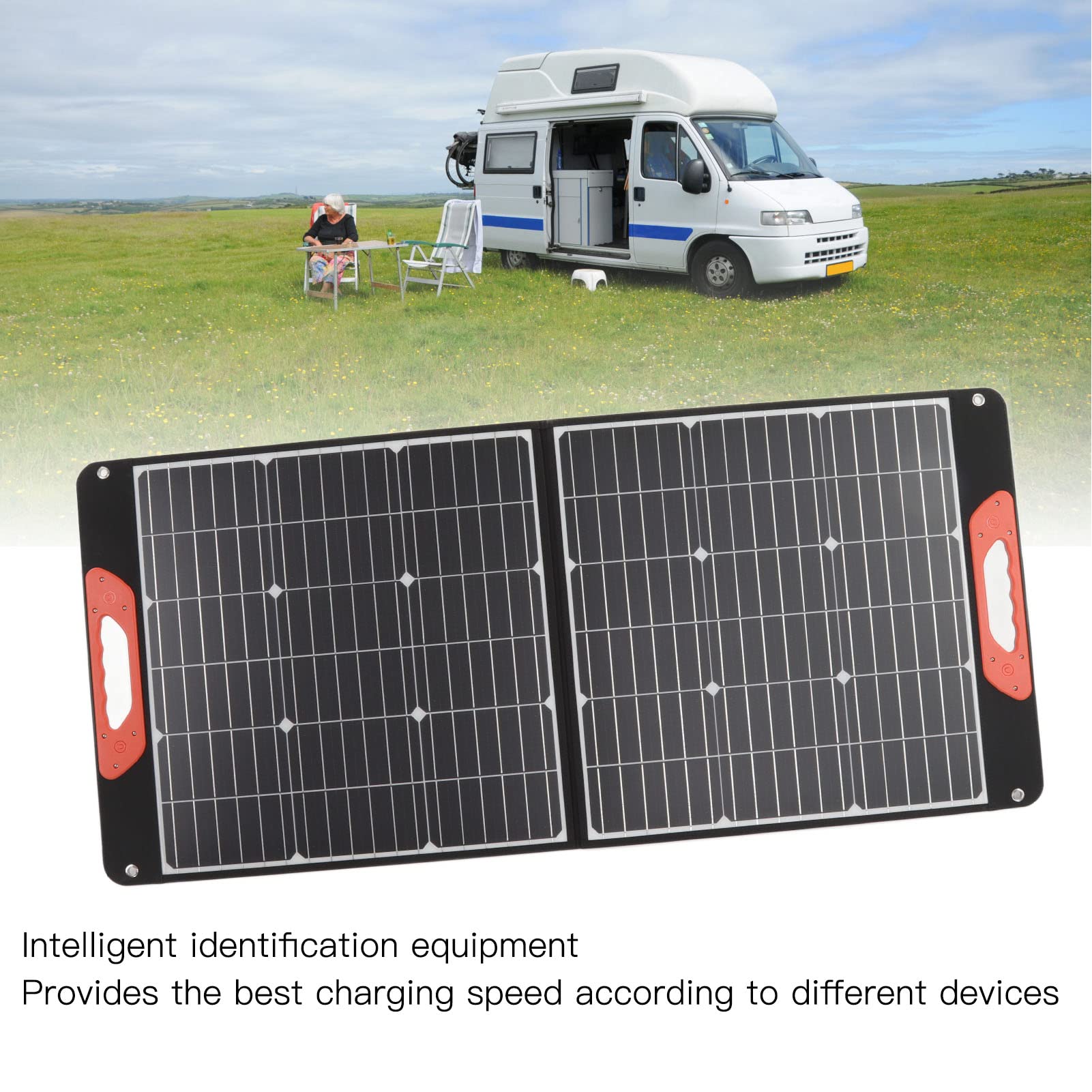 Zerodis Pannello Solare Portatile Pieghevole 100W, con Tecnologia di | Pannelli solari Tecnologia di ricarica intelligente, uscita 18 V CC per campeggio e centrale elettrica Pannello solare