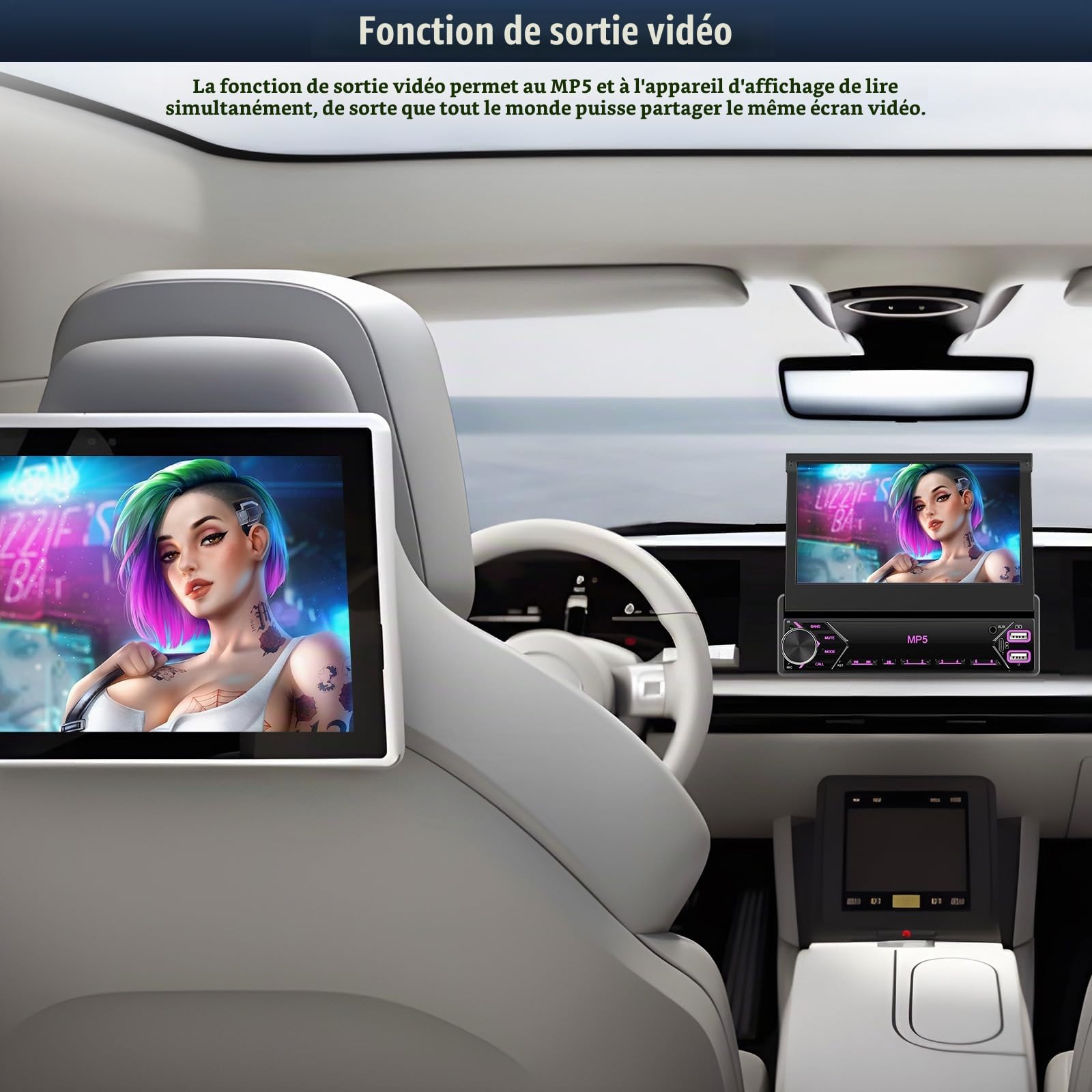 CAMECHO [Wireless] 1 DIN 7 Pouce Autoradio avec Carplay Android Auto Ecran Tactile Rotatif Radio Voiture, Bluetooth Lien Miroir AM/FM/RDS MP5 USB/Carte TF Port SWC+Mic