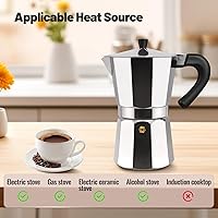 Vista 4 de Cafetera Moka de Aluminio Clásica para Estufa de 14 Tazas Cafetera de Café Espresso 700ml 23oz Percoladora Cafetera Mocha Pot Greca Cafetera