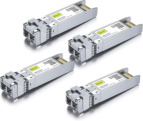 10Gtek 10GBase-LR SFP+ Transceiver, 10G 1310nm SingleMode LC Fiber Optic Module, up to 10km, for Cisco SFP-10G-LR, Meraki MA-SFP-10GB-LR, Ubiquiti UniFi UF-SM-10G, Fortinet, Mikrotik, Pack of 4