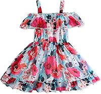 Vista 1 de Vestidos de gasa con hombros descubiertos para bebé, ropa de verano para niñas de 1 a 7 años