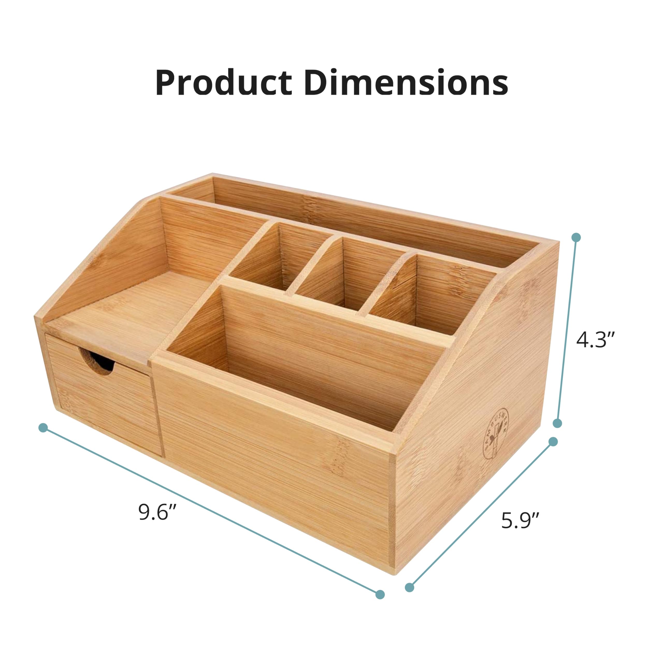 Thingles Bambuswerk Wooden Desk Organiser with Drawer - Pen Box