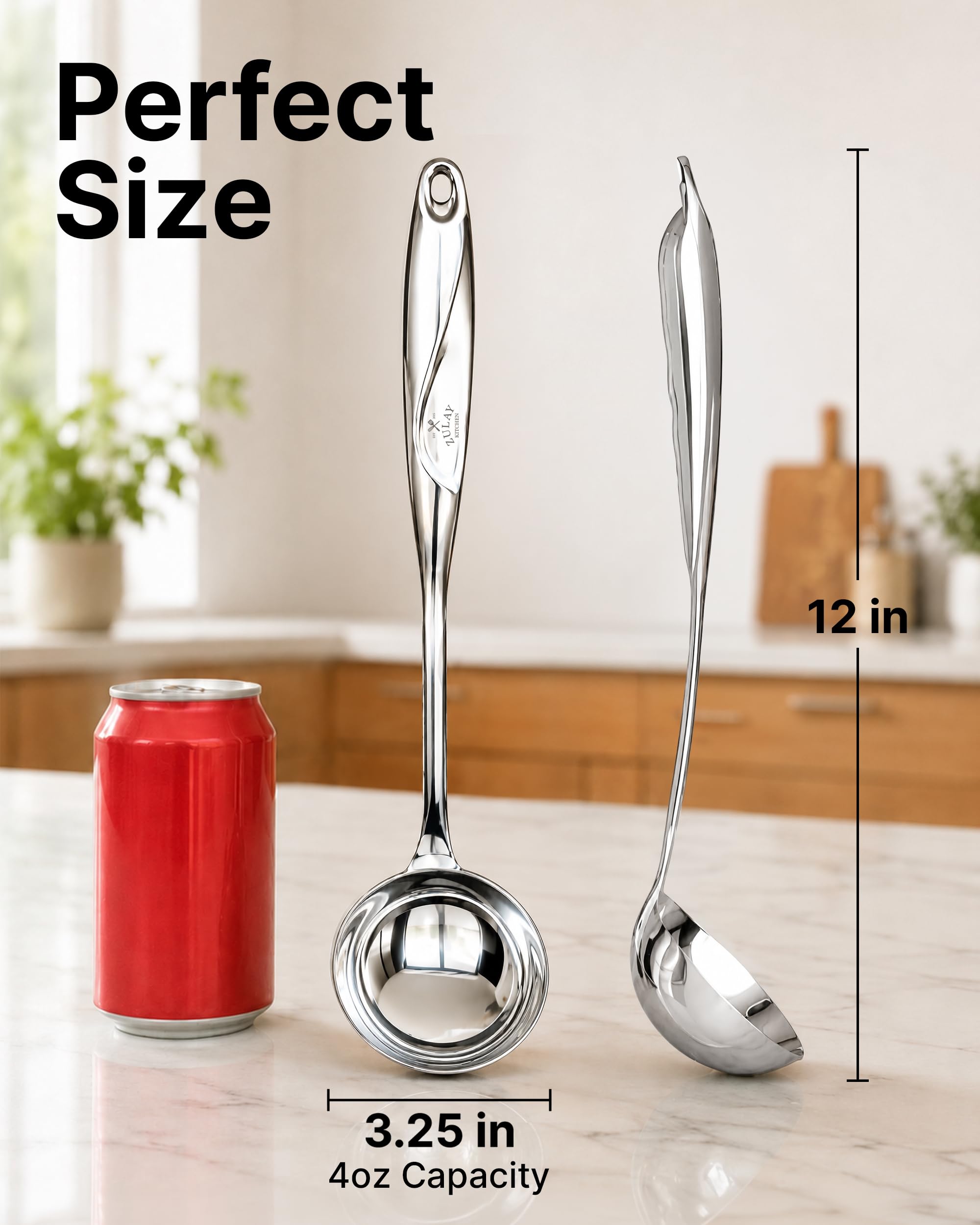 Zulay Kitchen Stainless Steel Soup Ladle - 13" -2