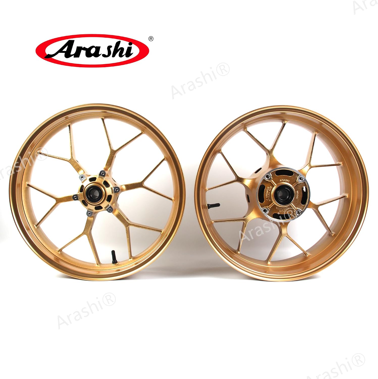 Arashi Front and Rear Wheel Rims for Honda CBR1000RR 2008-2016, Motorcycle Replacement Accessories Parts Gold