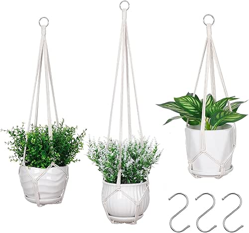 YIBOT 3 Pack Macrame Plant Hanger Indoor Hanging Planter Basket