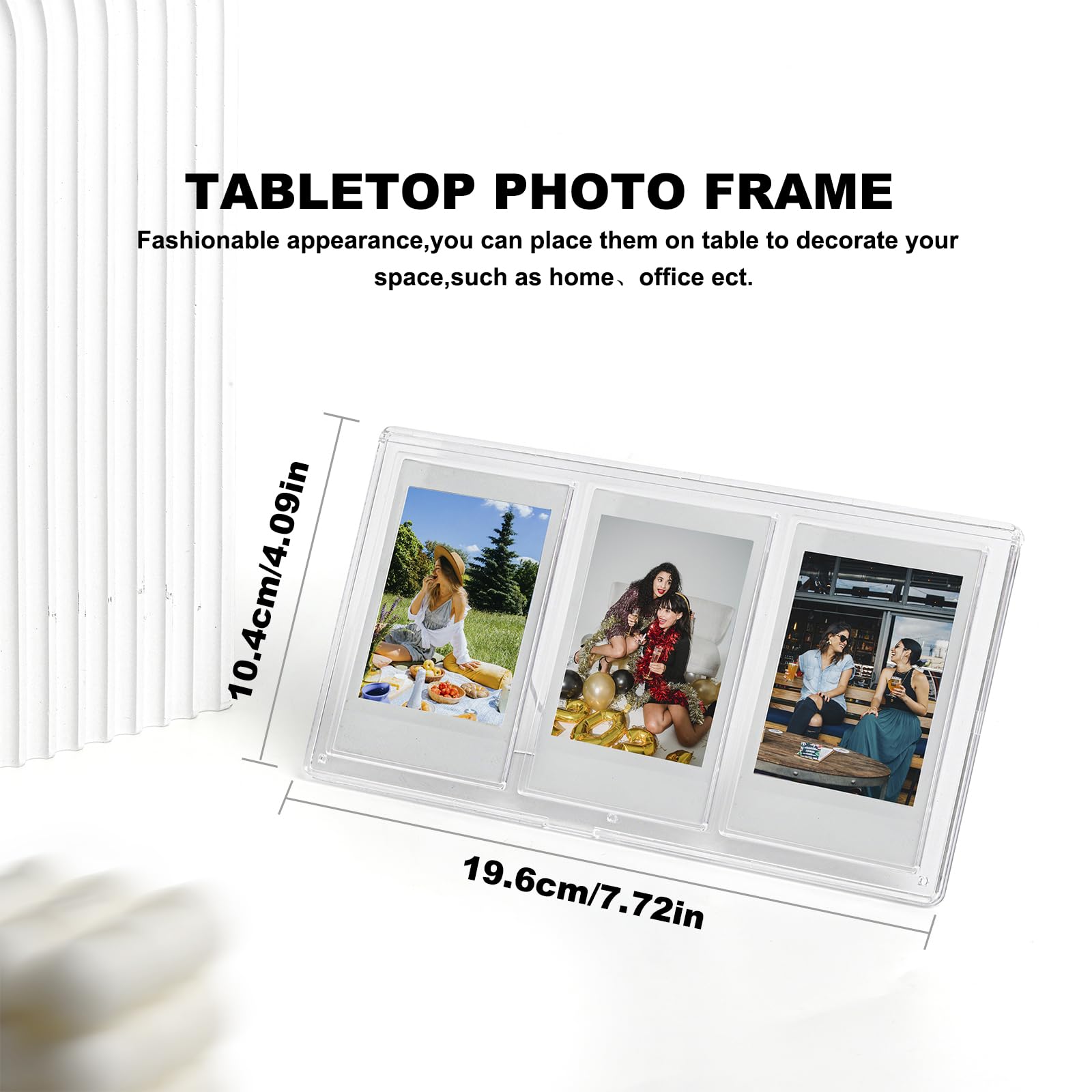 3 in 1 Tabletop Photo Frame Clear 3inch Picture Frames with Three Slot Fit for Fujifilm Instax Mini Series Camera,for Polaroid 3inch Film Photo (Clear - Image 3