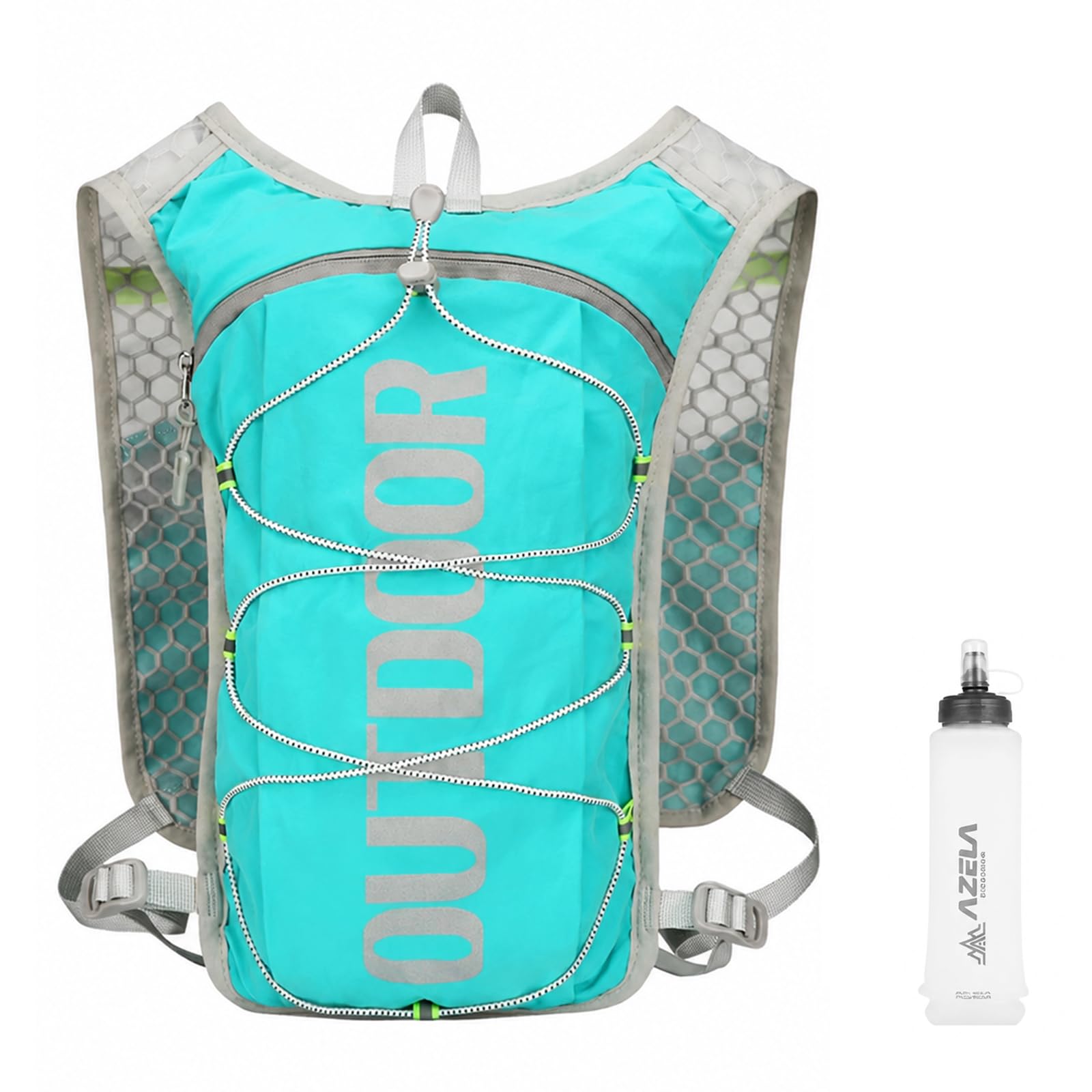 Hydration Backpack Vest | Lightweight Breathable Running Vest with 500ml Water Bottle| Adjustable Straps | Large-Capacity Pockets for Men & Women（green） (green)
