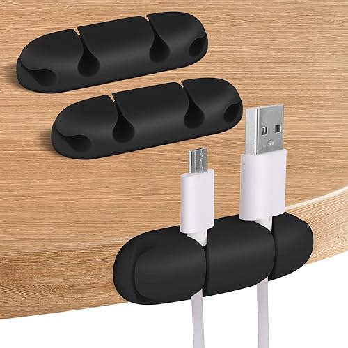 Miniatura 8 de Clips para cables, 3 unidades, organizador de cables, soportes para organización de cables, arnés de cables de silicona de 4 agujeros, accesorio de