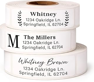 Personalized Return Address Labels on Roll – Custom Name & Address Stickers, Roll of 250, Easy-Peel Self-Adhesive, Glossy White 2.5" x 0.75"