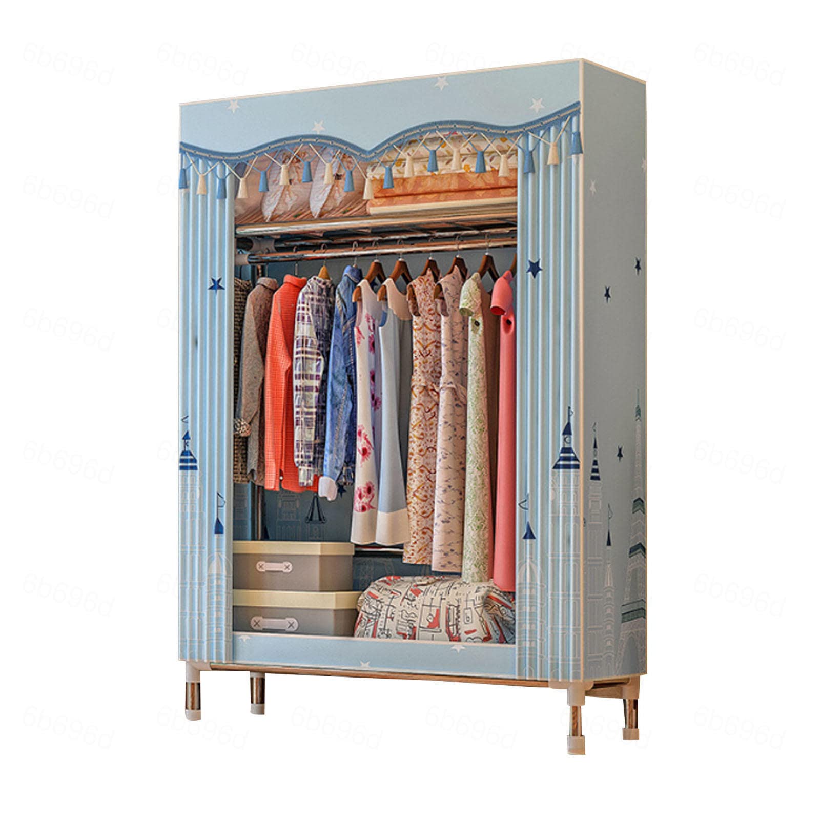 Armario de lona portátil B-84x46x172cm organizador de ropa plegable