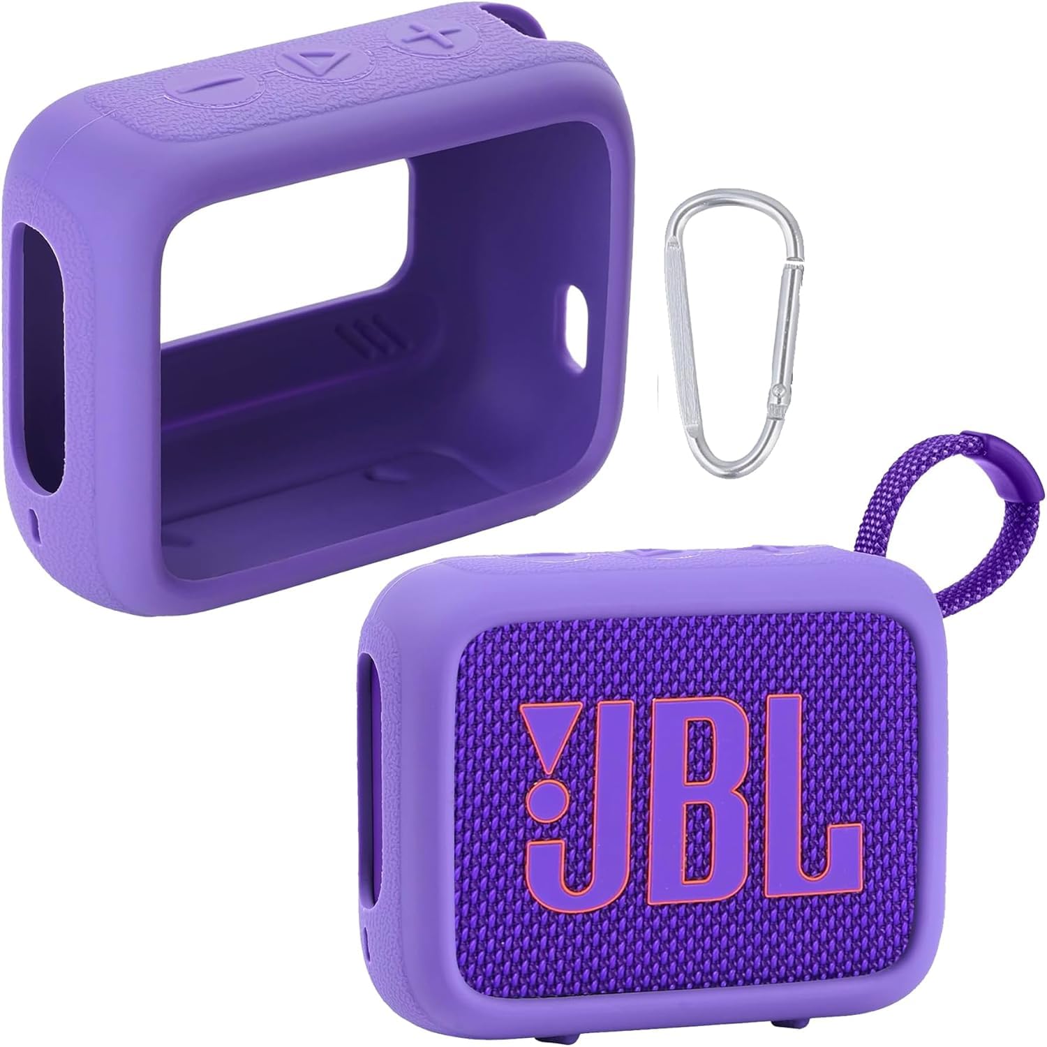 co2CREA Silicone case for JBL Go 4 Waterproof Portable Bluetooth Speaker, Portable Ultra-light Protective Sleeve with Carabiner (Not Included speaker)