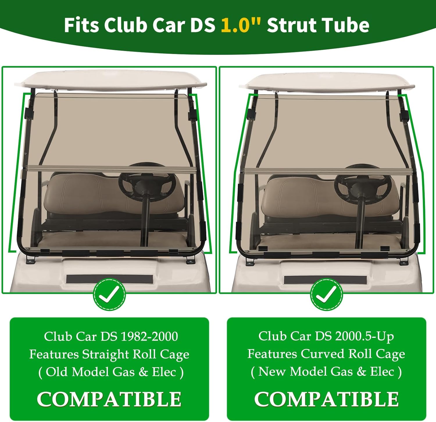 Golf Cart Windshield Retaining Clips Kit for 1982-Up Club Car DS / 1985-2006 Yamaha G2 G8 G9 G14 G16 G19 G22, 7+2+2 Windscreen Mounting Sash Window Short Clips Universal Fit 1"x1" Struts Rail