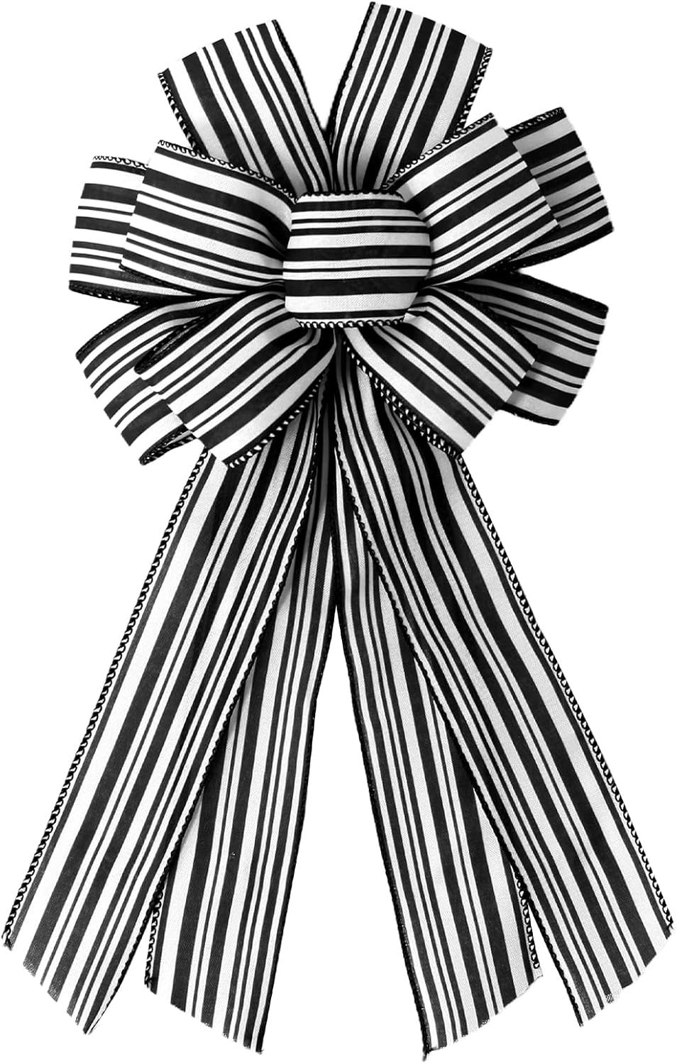 Natural Stripes Wreath Bows for Front Door, Khaki Stripes Burlap Ribbon Bowknot Farmhouse Craft Bows Accessories for Wreath Tree Home Decorations