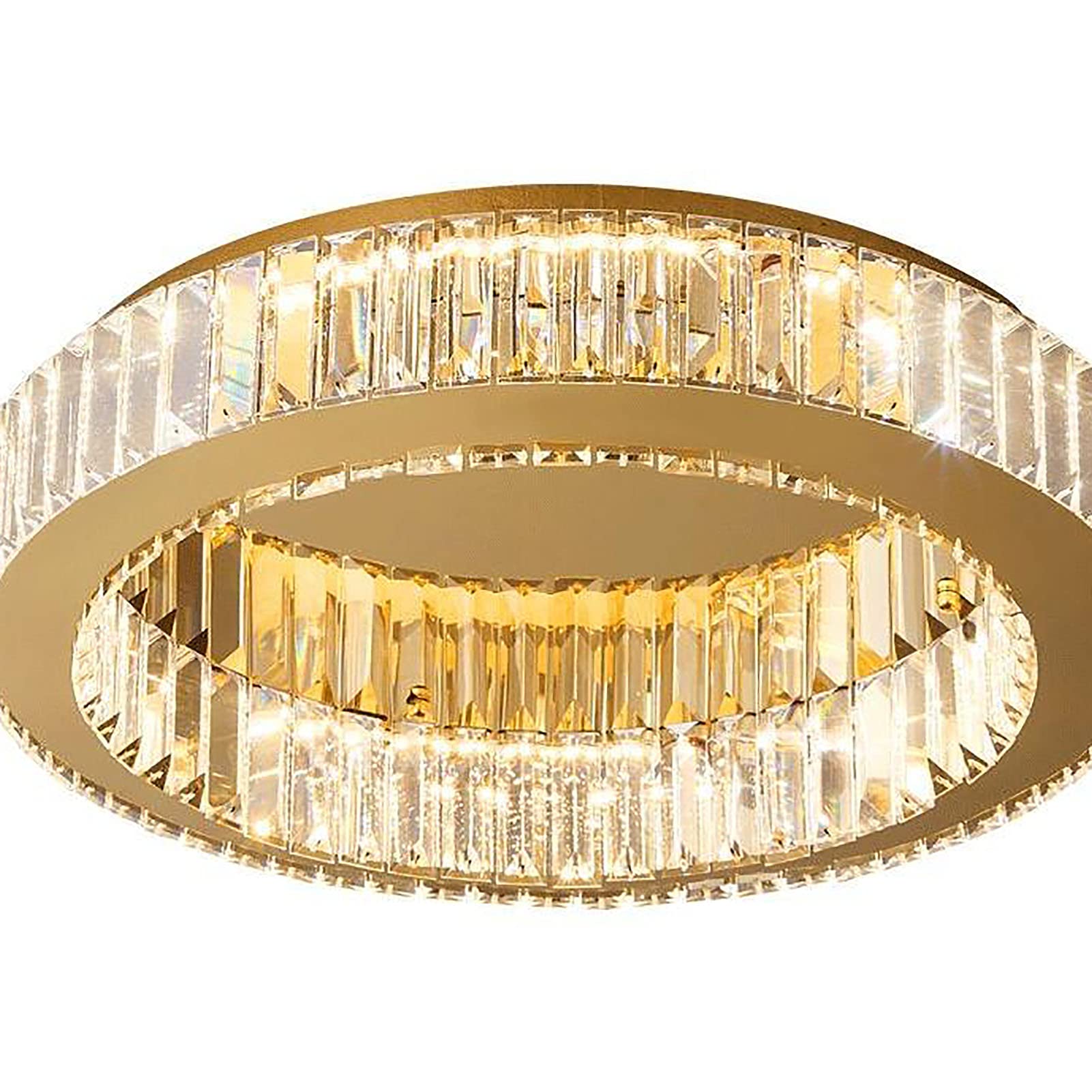 Cristal Plafón Cepillado Oro Redondo Aproximadamente Luces De Techo Para Cocina Dormitorio Fogón Entrada Comedor,Regulable Montaje Empotrado Led Lámpara De Techo-El oro no tiene diodo aurora 40*11cm
