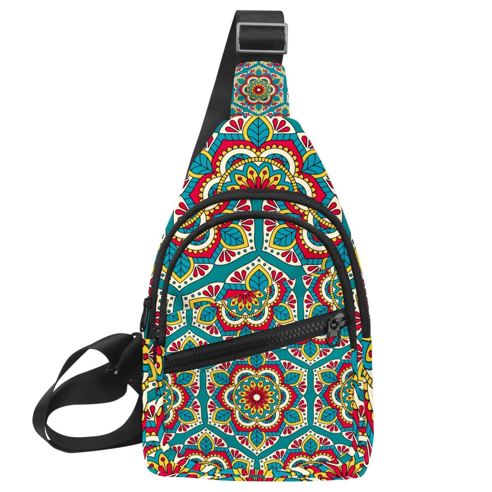 Mochila bandolera impermeable y compacta para hombre con estampado multicolor 7