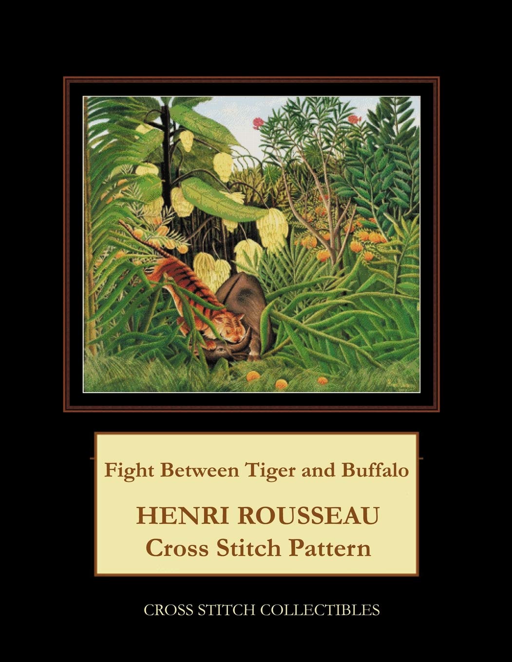Fight Between Tiger and Buffalo: Henri Rousseau Cross Stitch Pattern