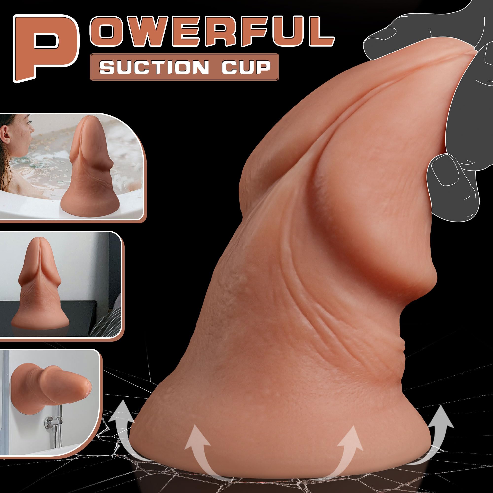 19 x 8,5 cm Dildo Realista Gigante con Glande Puntiagudo, Grande Consolador para Extensión Anal y Entrenamiento Anal, Gran Diámetro Sex Toys Flesh Silicone con Ventosa para Hombre, Gay, Mujer
