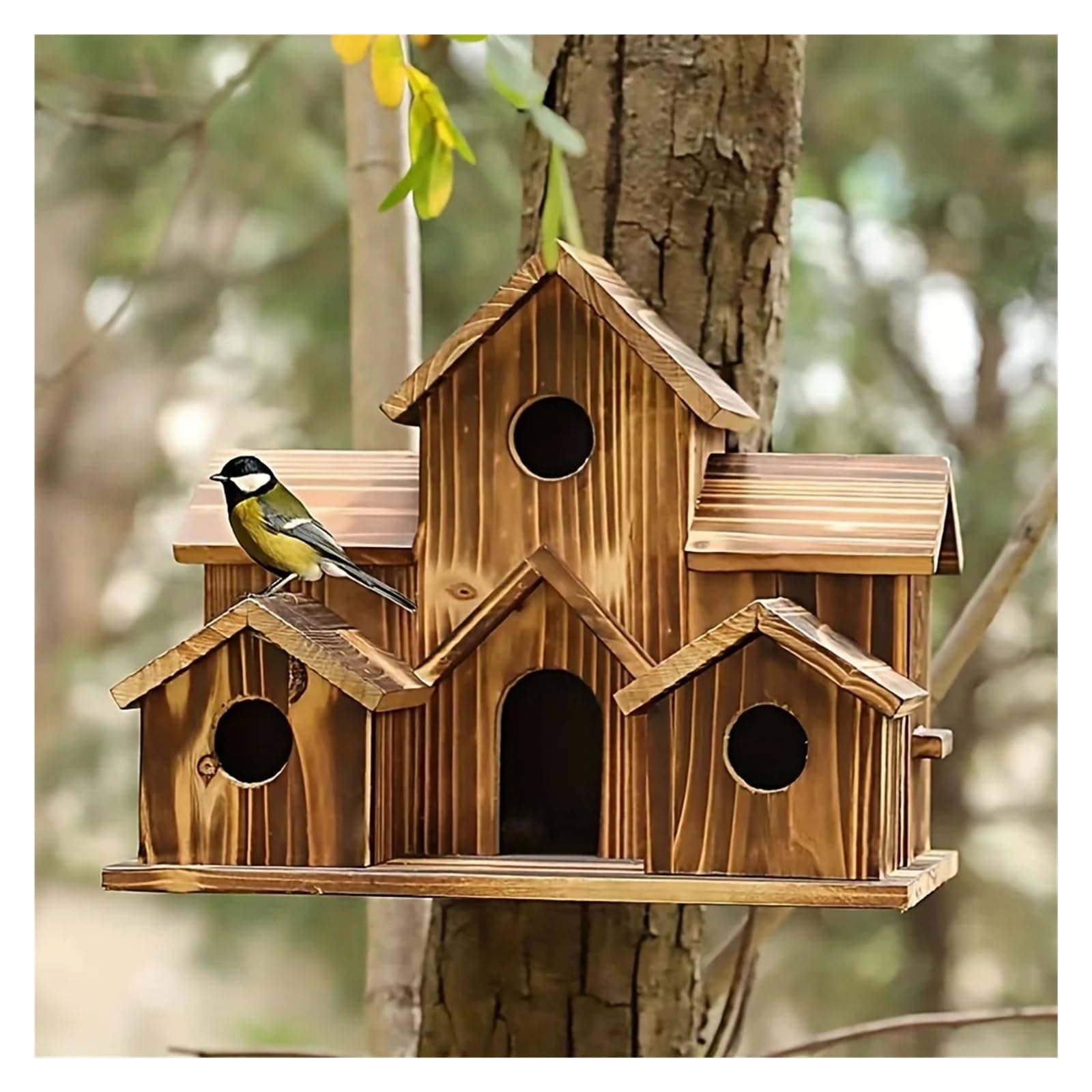 Nido de Madera para pájaros Casita de Madera for pájaros, Nido for jardín al Aire Libre, comedero Colgante Decorativo for, decoración Rural for el hogar
