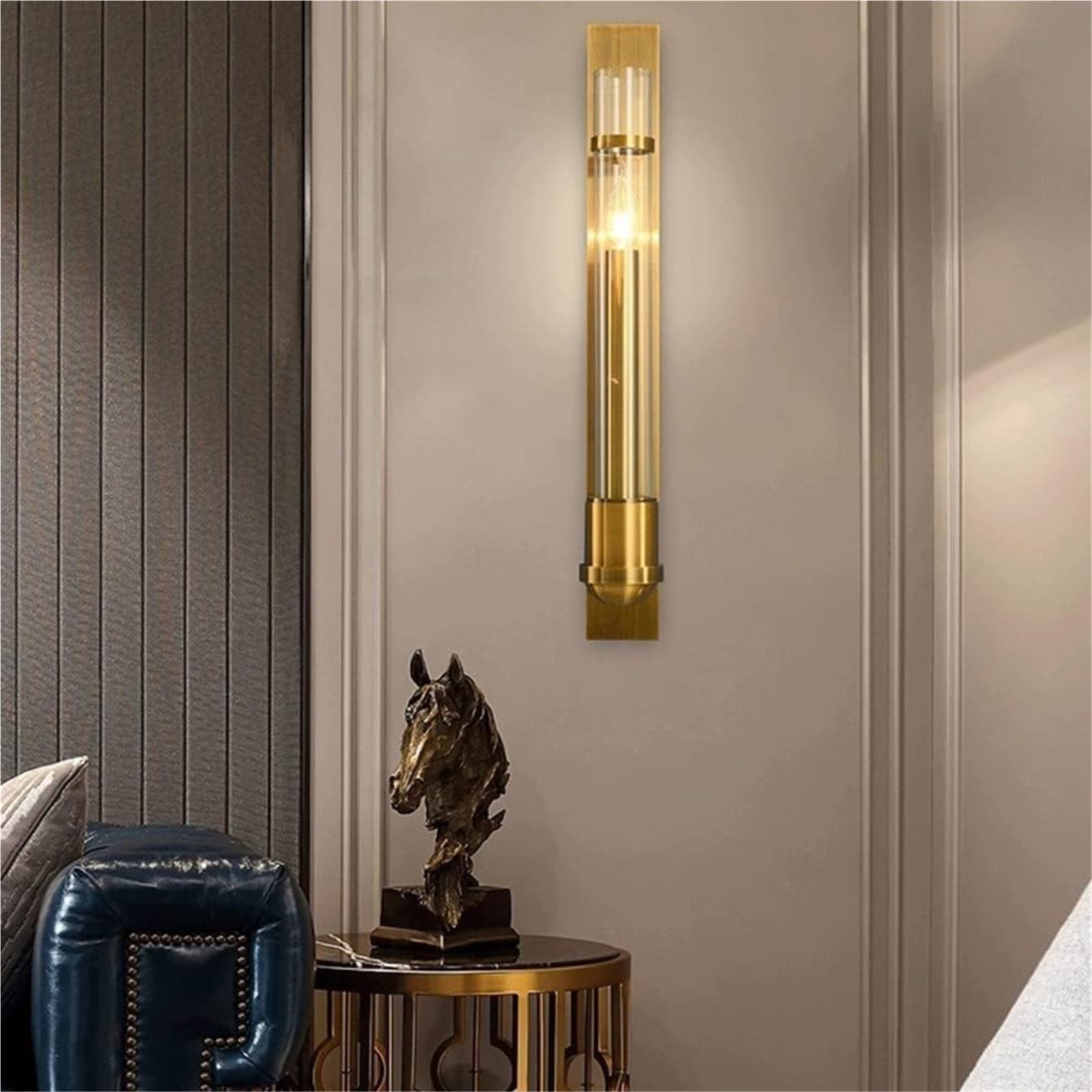 Barra Luminosa lineare in Vetro Mid Century da 23,6", luci da Parete per Interni a LED, lampade da Bagno Lunghe e antiche, Lampada da Montare nel corridoio in Stile Fattoria per l'illuminazi
