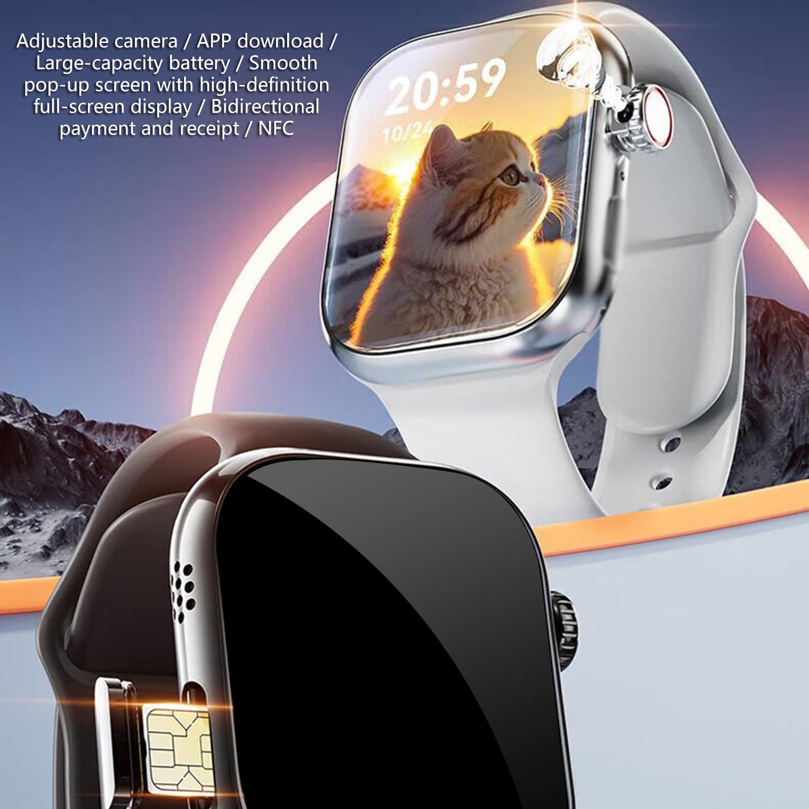 AMOLED Smartwatch 5 cm Luminosité 500 Nits Suivi de l'alimentation 30 jours Charge Moniteur Swimproof Smartwatch Écran Longue Durée de vie de la batterie