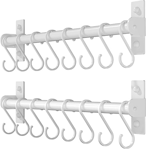 Miniatura 9 de Dseap Perchero de Utensilios de Cocina, Estante para Ollas y Sartenes Montado en la Pared, Riel de Cocina con 8 Ganchos para Colgar Utensilios de