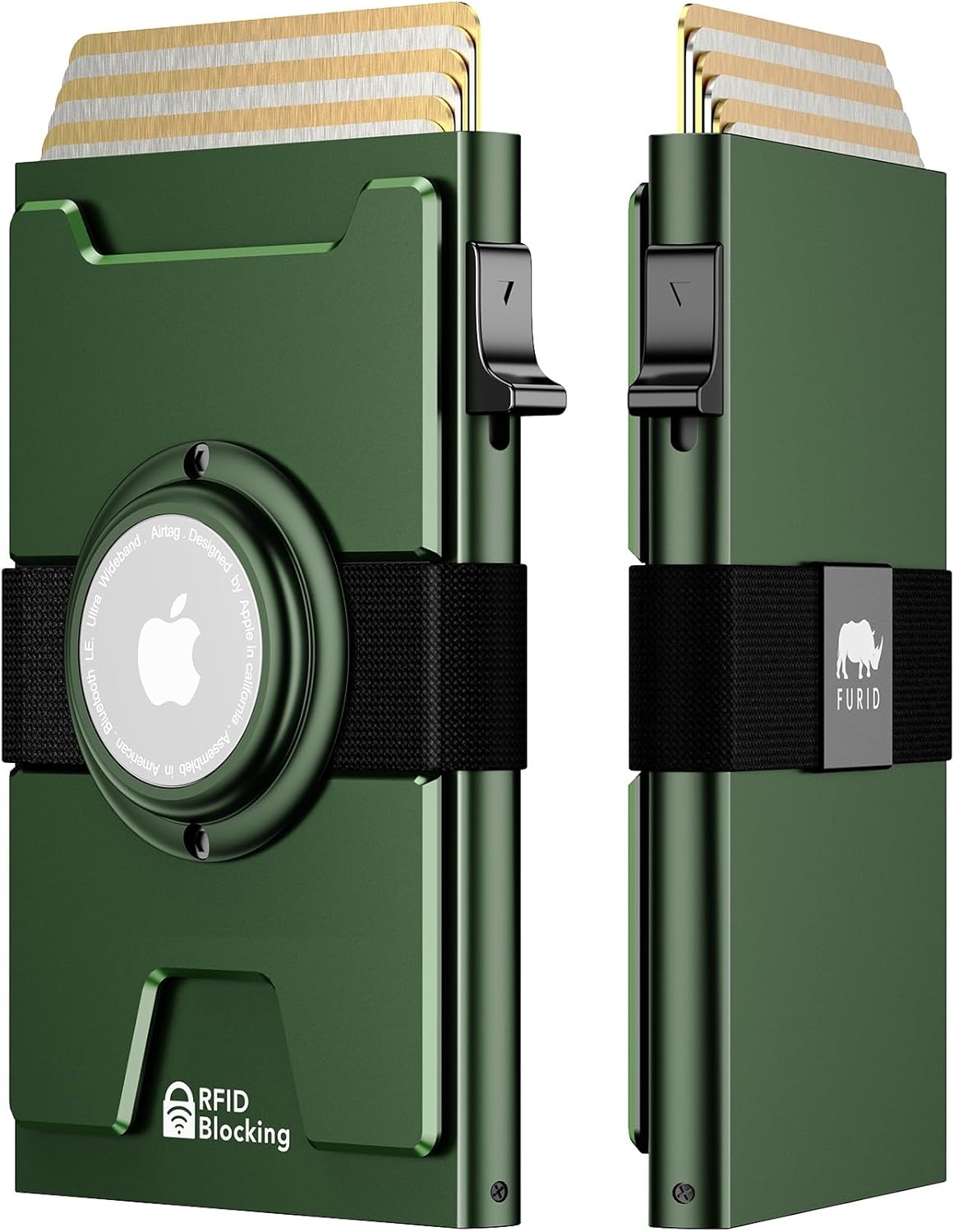 furid Smart Airtag Wallet Men: Metal Wallet with Airtag Holder - Apple Air Tag Wallet for Men Airtag, Slim Minimalist Pop Up Card Wallet,Gift Boxed