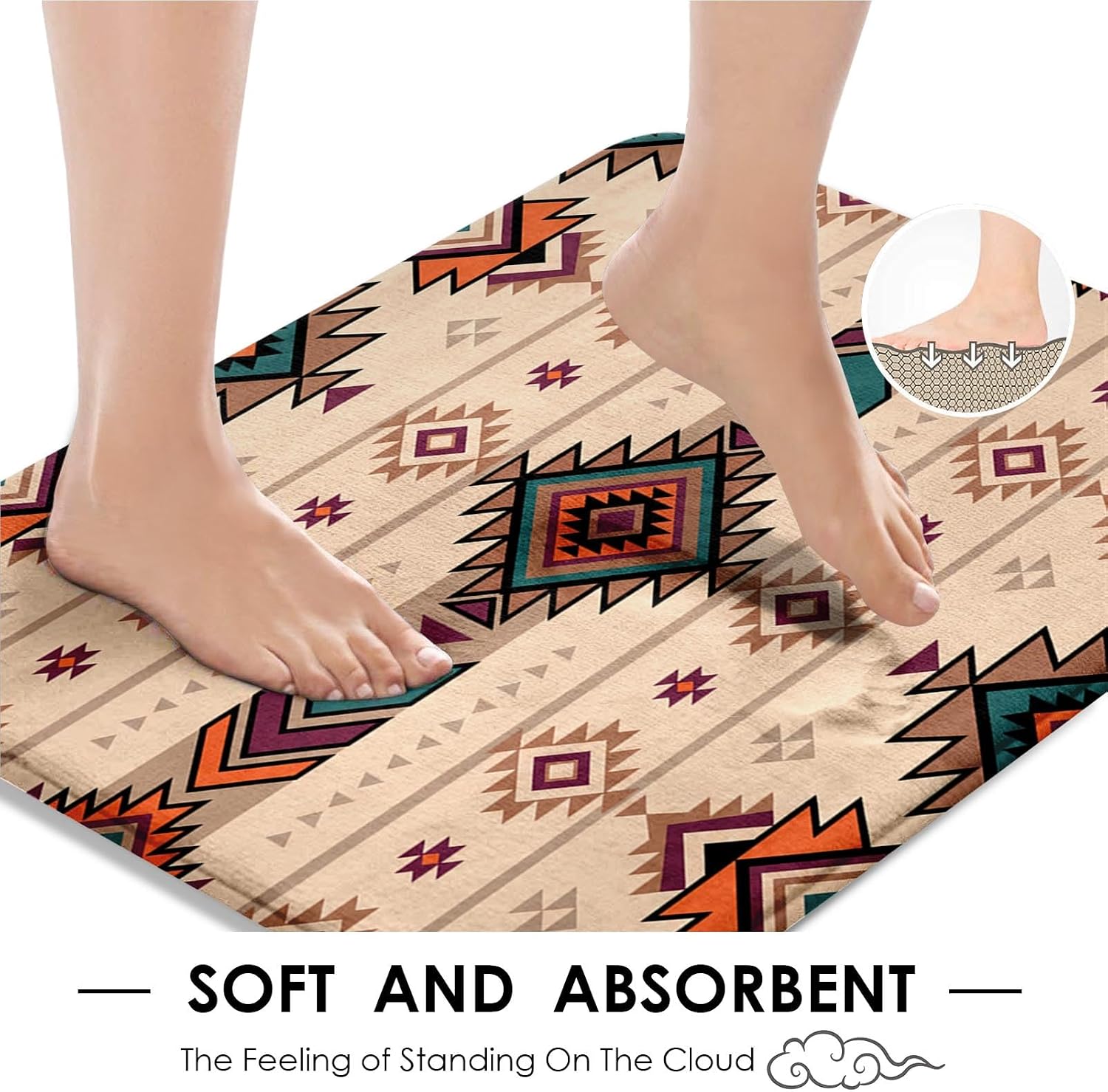 ArtSocket Bathroom Sets with Shower Curtain and Rugs, Set of 4, Boho Retro image 4
