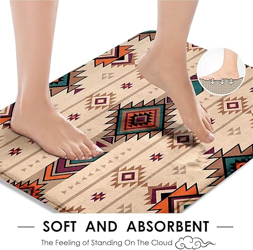 Miniatura 4 de ArtSocket Juego de baño retro bohemio con cortina de ducha y accesorio de alfombras, tradicional rombo de verano, cortina de ducha abstracta Retro