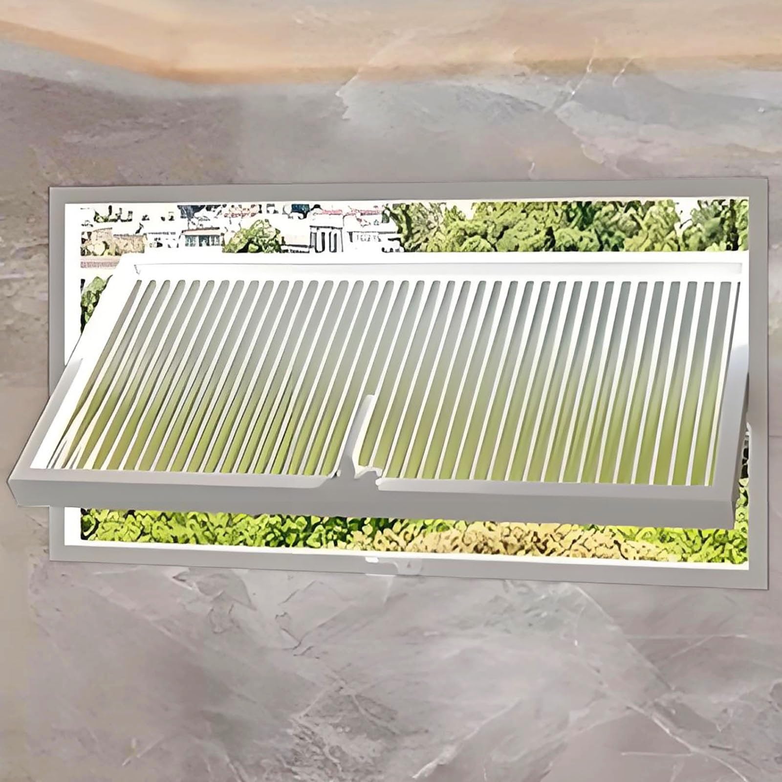 Ventana de vidrio templado giratoria de 360°, ventana de servicio corrediza vertical de aluminio con manija y cerradura, ventana de ventilación metálica empotrada para baño y cocina(White,WxH 60x30cm/
