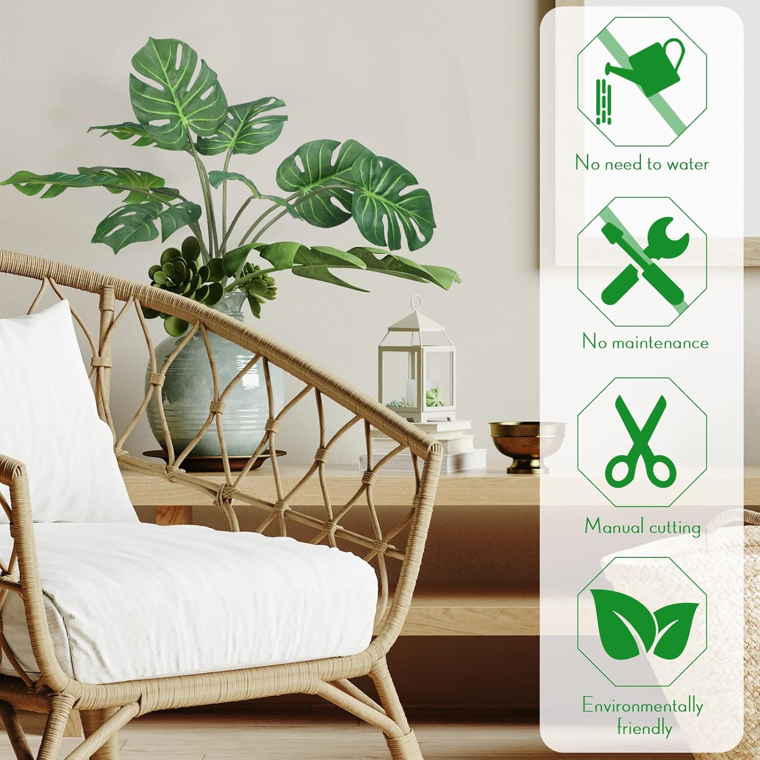 Yunsailing 20 Pack Artificial Palm Leaves 24.8 in Faux Tropical Large Monstera Leaves for Home Kitchen Party Flowers Arrangement Wedding Decorations