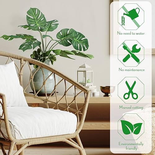 Miniatura 3 de 20 hojas falsas de Monstera de 248 pulgadas plantas artificiales de palmera hojas de palma falsas de plástico hojas de tortuga sintética hojas