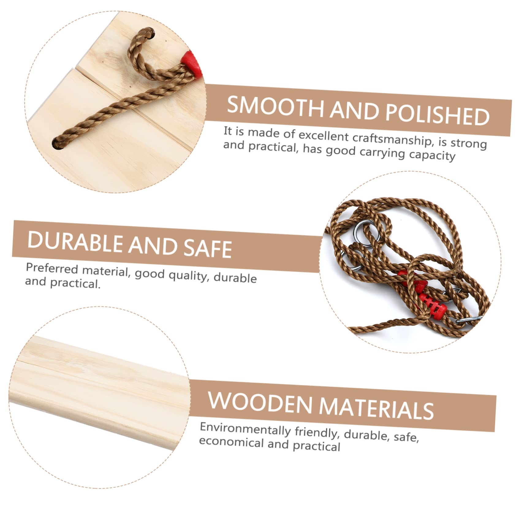 Abaodam 1pc Children' Tree Hanging Chair Swing Chair Toys for Outside Toys Playsets Hanging Seat Toy Porch Swing Wood Tree Swing Outside Toy Wooden Swing Rope Hammock, 45X19CM, Z4319O9456EPT113XIUA3