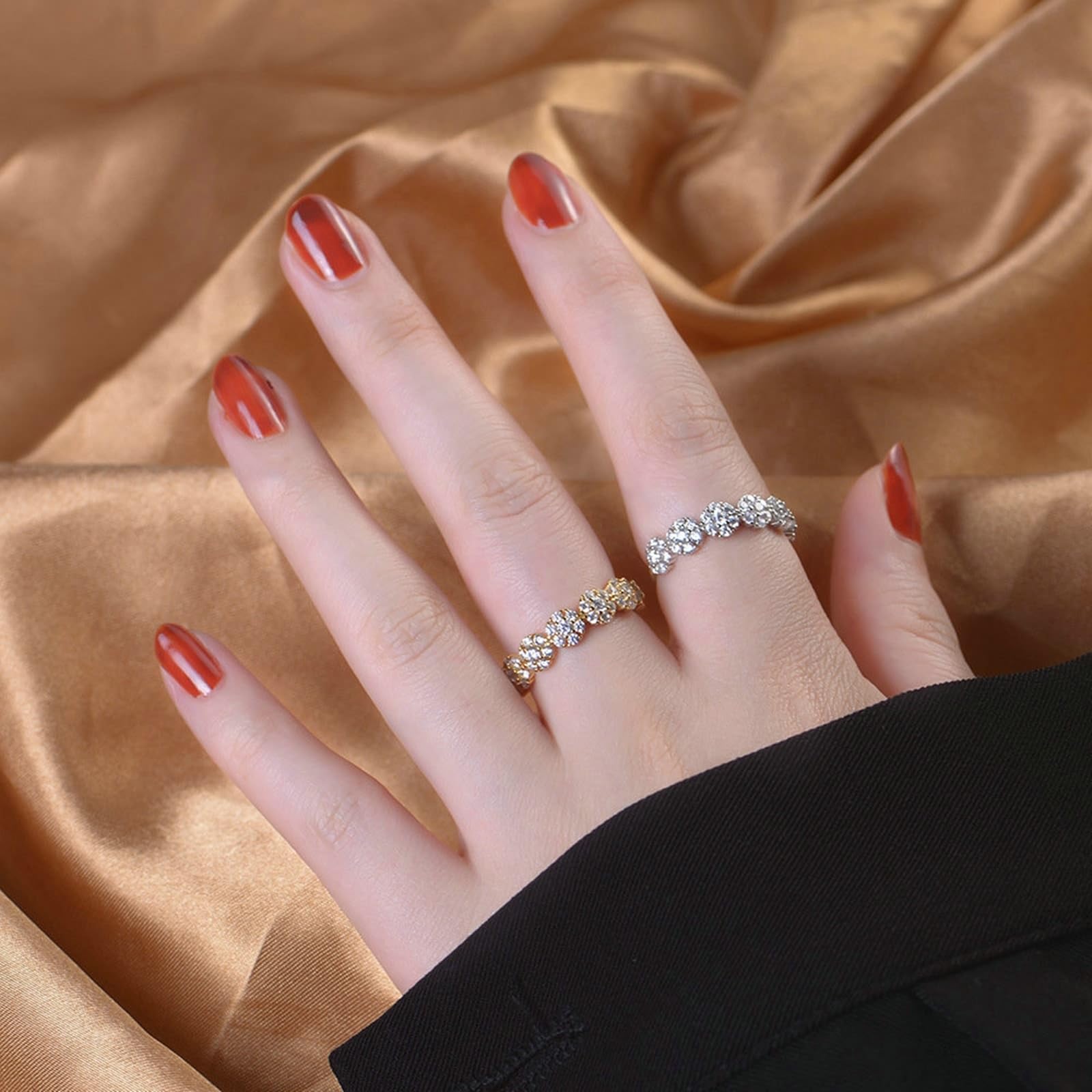 KnSam Anillos de boda Au750 de oro blanco, con diseño de flores de laboratorio, para parejas de oro 750, talla 62 (19,7)