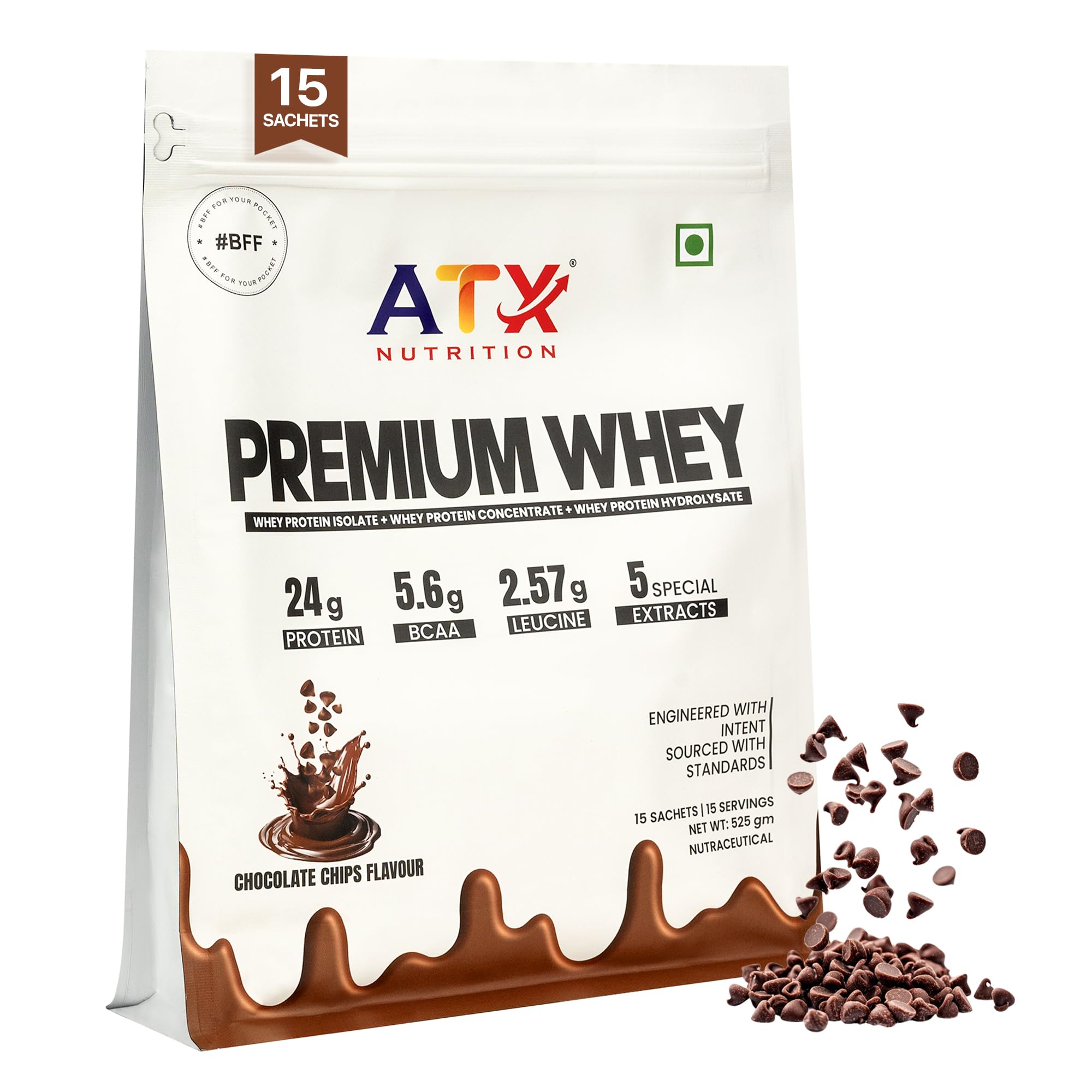 ATX Premium whey protein Chocolate Chips (15 Sachets - 525g)-image-7