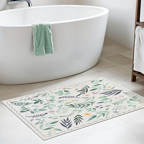 Miniatura 3 de Syalife Alfombra de área de 2 x 3, antideslizante, lavable, estilo bohemio, floral, pequeña para entrada, cocina, baño, habitación de los niños,